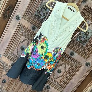 Roberto Cavalli Cream Floral Embroidered Dress